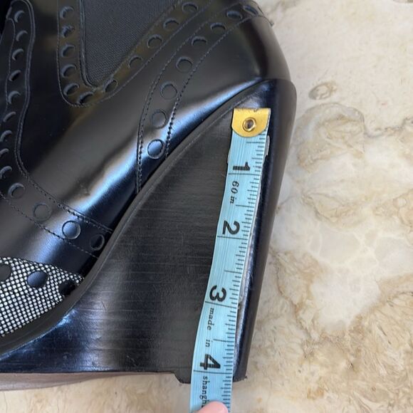 Alexander Wang Leather Wingtip Cowboy Wedge Booties - Picture 11 of 15